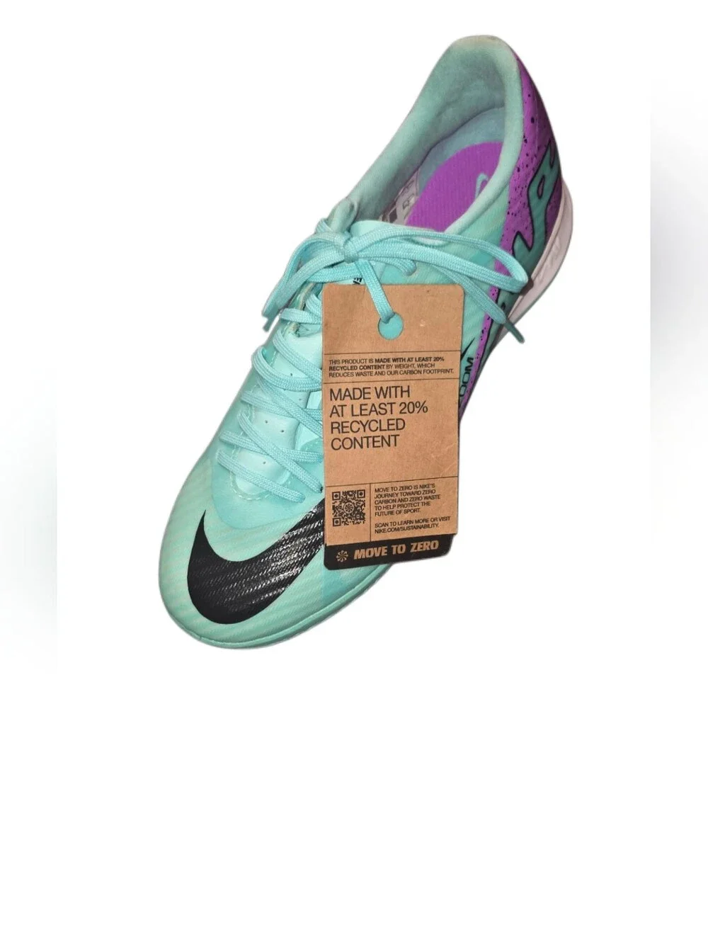 Nike Air Zoom Mercurial Vapor 15 Academy IC Peak Ready Aqua Purple Sz 6 NWT